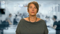 Video screenshot showing Monika Hauser in an interview with Deutsche Welle