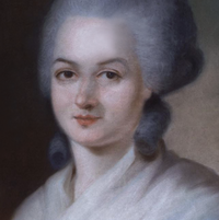 Portrait painting by Alexander Kucharsky showing the feminist Olympe de Gouges.