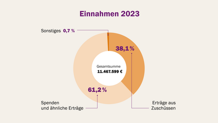 Kuchendiagramm zur Veranschaulichung der Einnahmen 2023