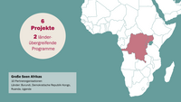 Infografik zu unseren Projekten in Ost- und Zentralafrika im Jahr 2022.