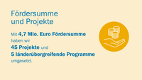 Infografik: Mit 4,7 Mio. Euro Fördersumme haben wir 45 Projekte und 5 länderübergreifende Programme umgesetzt.