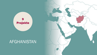 Weltkarte mit den Einsatzregionen von medica mondiale: Afghanistan