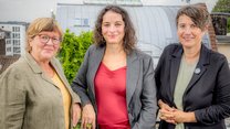 Group photo of the medica mondiale Executive Board (from left to right) Elke Ebert , Sybille Fezer, Dr Monika Hauser.